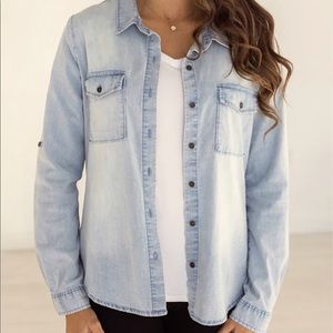 BP Chambray Button Down Shirt 100% Cotton Size M